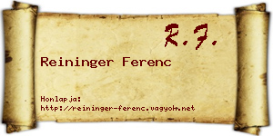 Reininger Ferenc névjegykártya